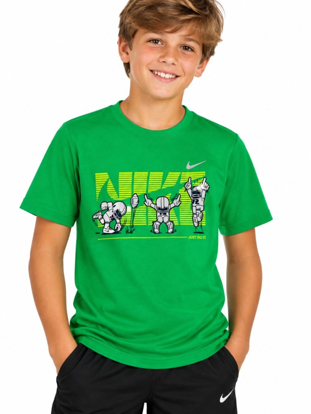 NIKE BOY'S SHORT SLEEVE ENDZONE FOOTBALL T-SHIRT NEW 86P398-E6M